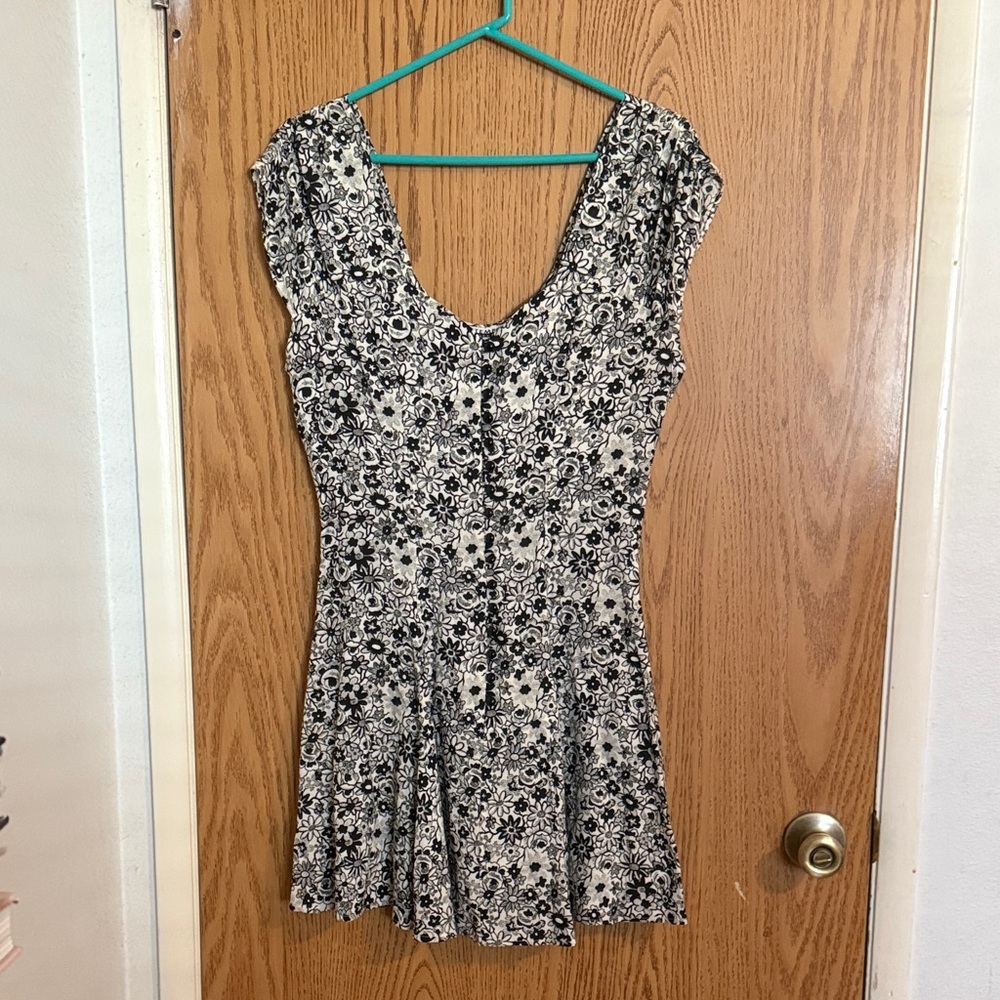 VTG 90s Y2K Contempo Casuals Fit & Flare Skater Floral Button Front Mini Dress M